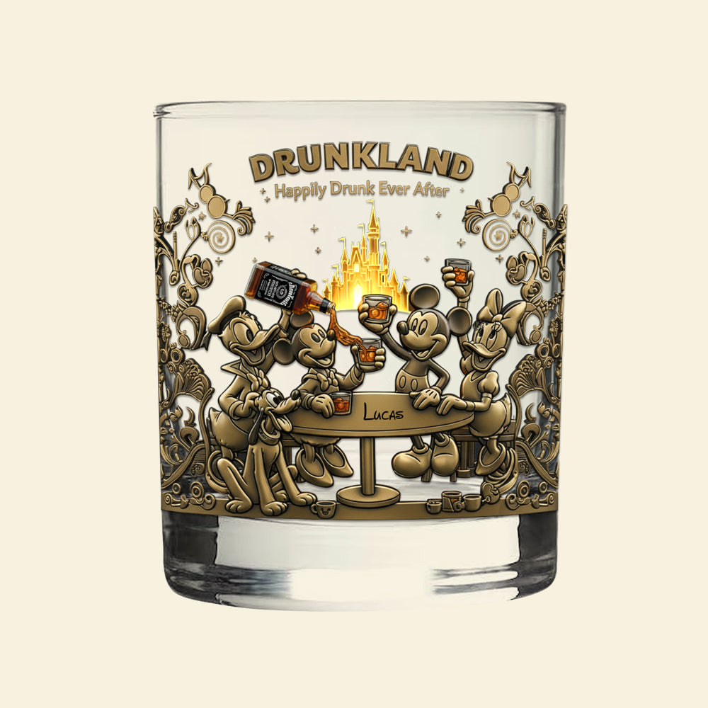 "Happily Drunk Ever After" - Drunkland Glass Mug - Personalized Gift for Fans Whiskey Glass PopCulturePrints