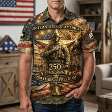 Load image into Gallery viewer, Celebrate Freedom: 250th Anniversary USA Hawaiian Shirt - Customizable Gift for Veterans and Proud Americans Hawaiian Shirts PopCulturePrints
