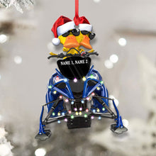 Load image into Gallery viewer, Personalized Christmas Ornament - Ducks on Snowmobile with Lights
