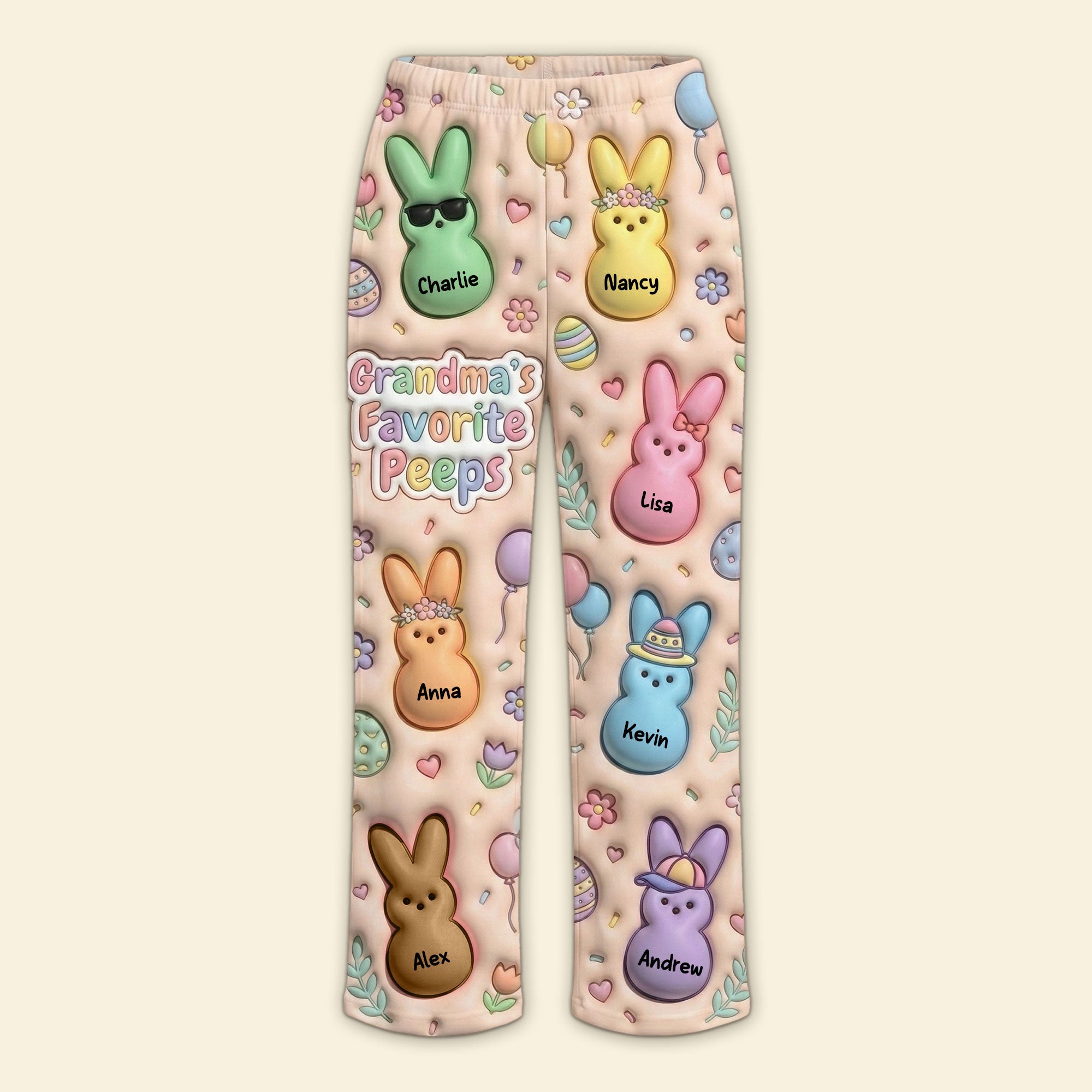 Grandma's Favorite Peeps Bunny Pajama Pants - Personalized Gift for Easter Pajama Pant PopCulturePrints