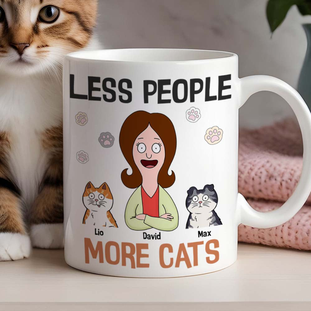 Less People, More Cats - Personalized Cat Mom Coffee Mug Coffee Mug PopCulturePrints