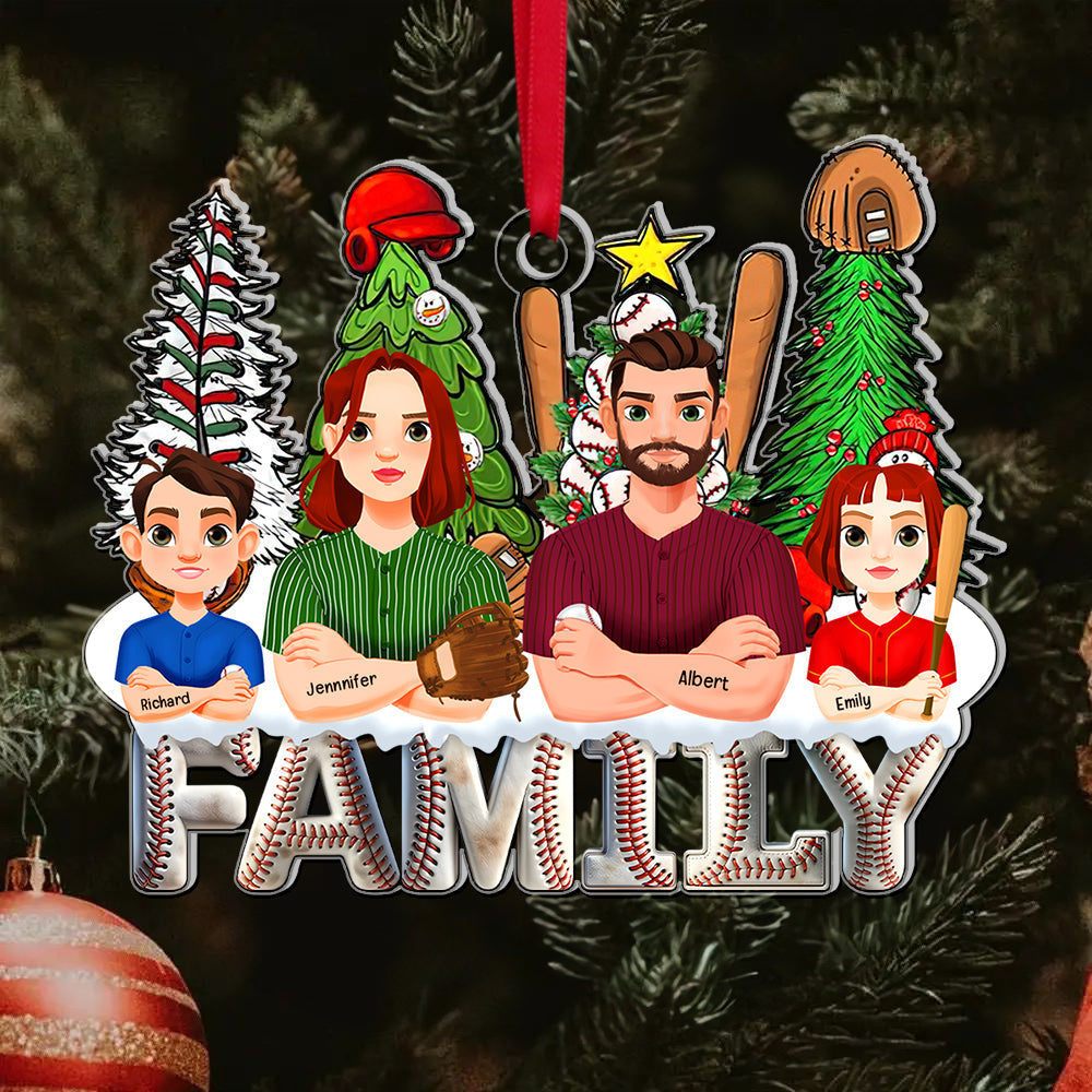 Personalized Baseball Family Acrylic Ornament - Custom Characters & Names Ornament PopCulturePrints