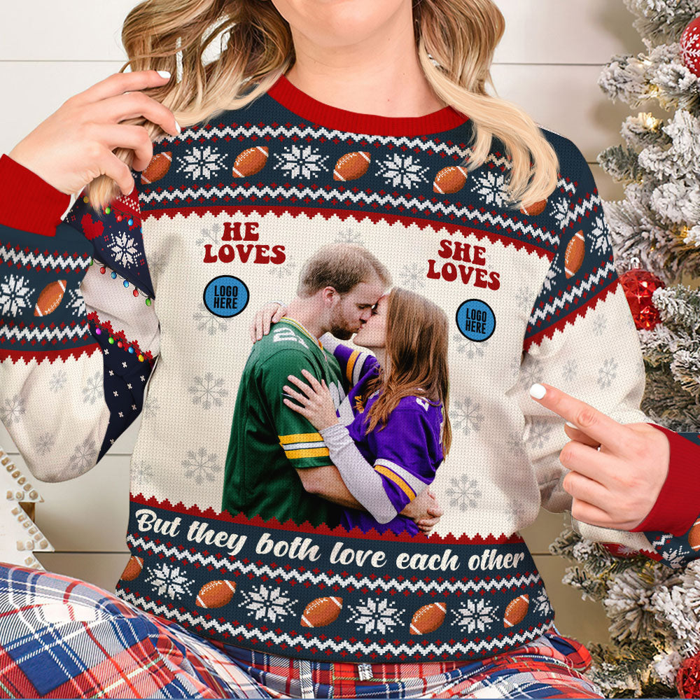 Custom Baseball Couple Ugly Sweater - Personalized Photo Gift