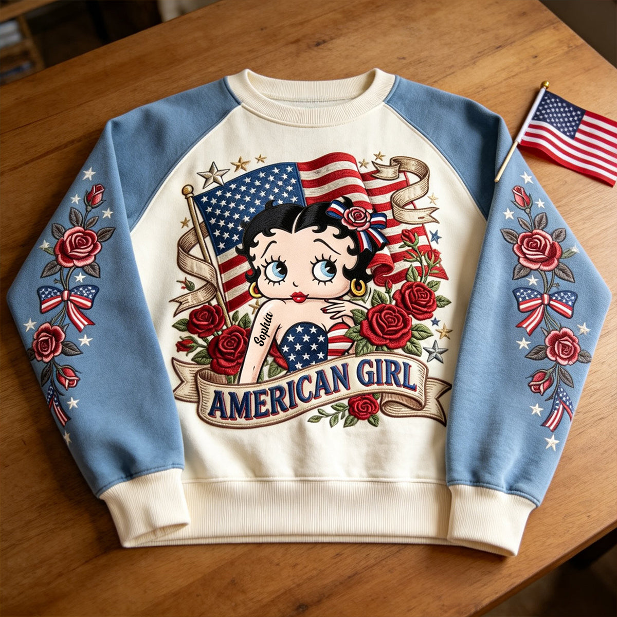 Celebrate Individuality with Our American Girl Sweatshirt - Custom Personalized Gift for Her AOP Products PopCulturePrints