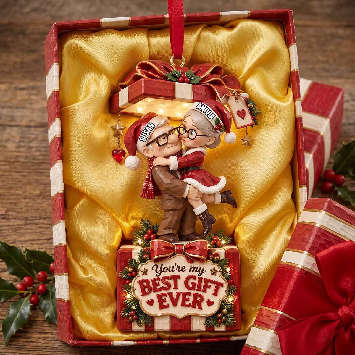 You're My Best Gift Ever - Personalized Christmas Acrylic Ornament for Couples