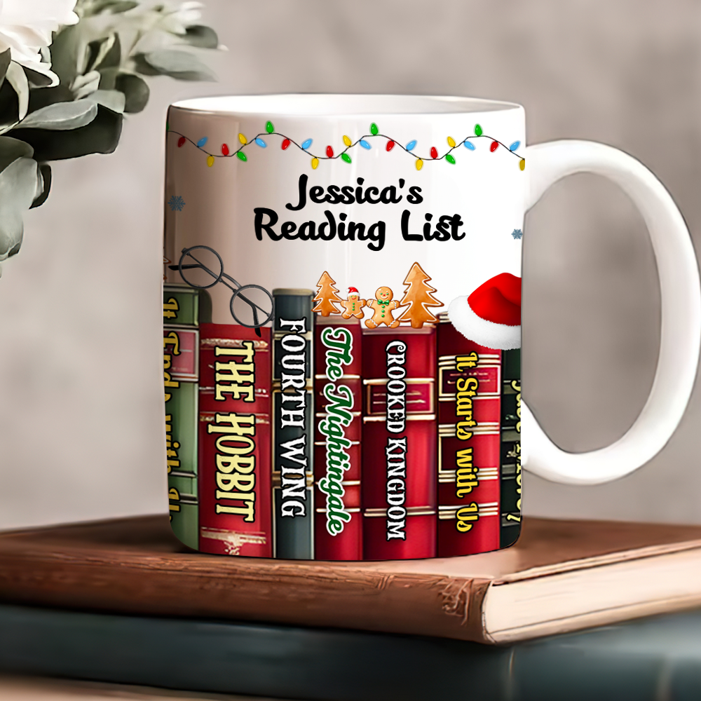 Custom Christmas Book Lover Mug - Personalized Gift Coffee Mug PopCulturePrints