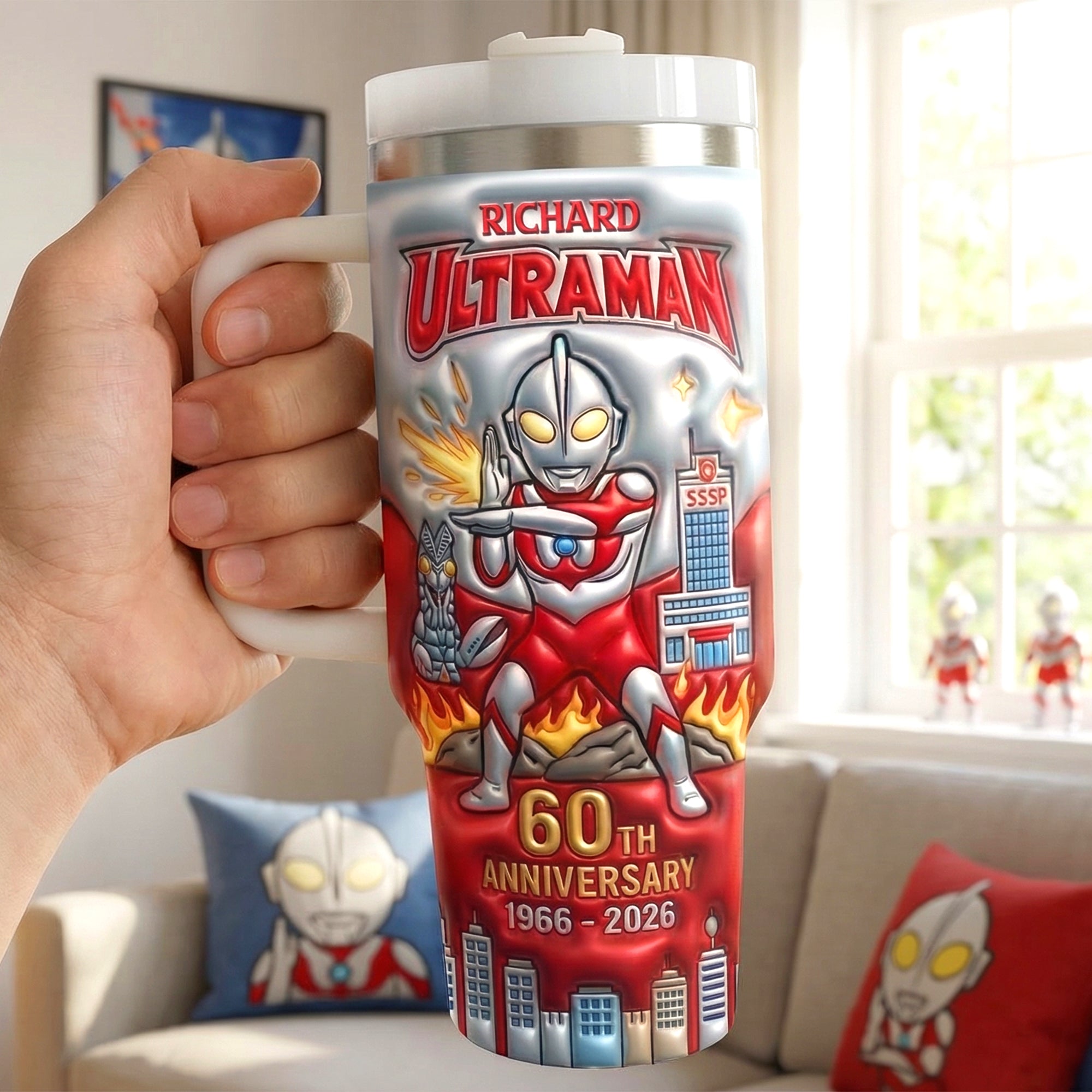 Celebrate 60 Years of Ultraman - Personalized Anniversary Giant Hero Tumbler Tumbler Cup PopCulturePrints