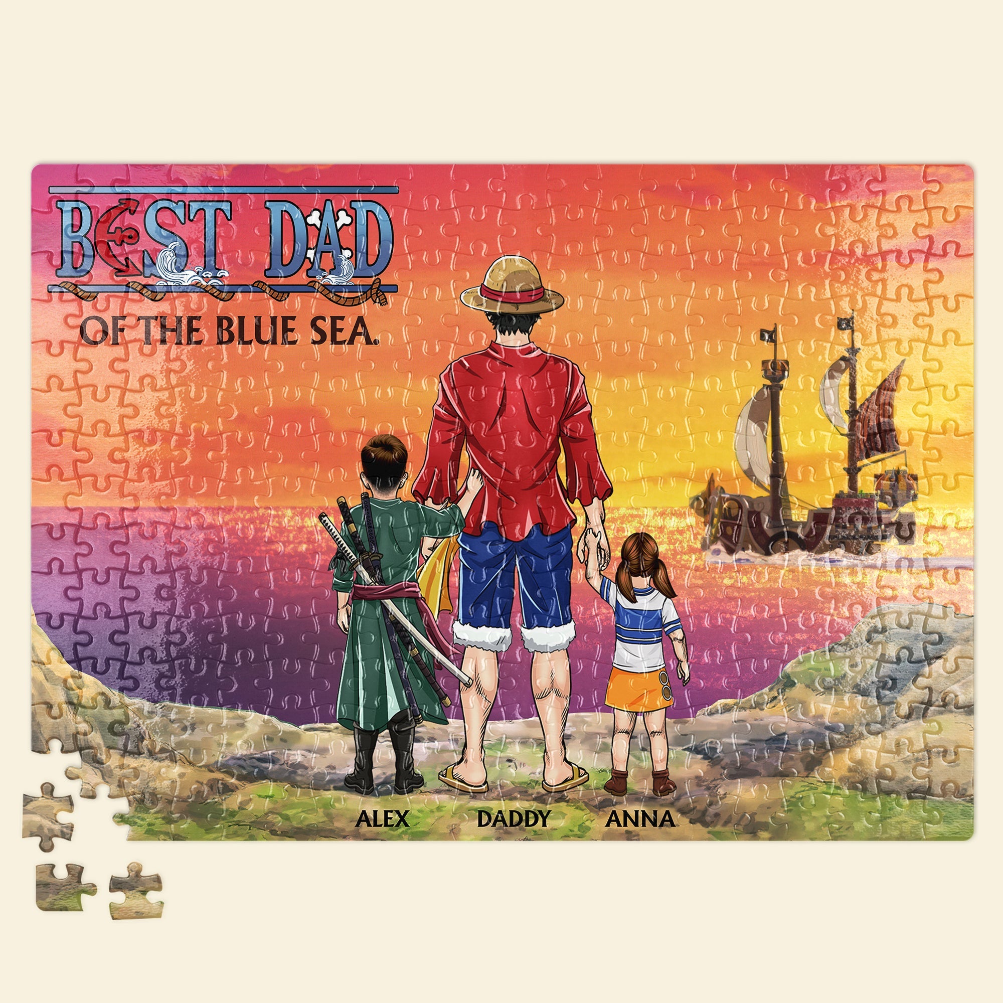 Personalized Best Dad of the Blue Sea Jigsaw Puzzle