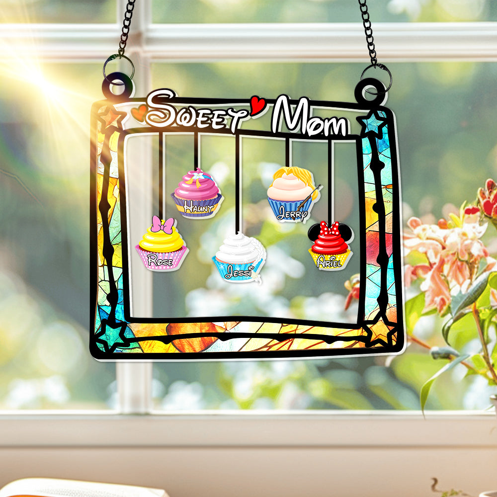 "Brighten Your Mom's Day with Sweet Cupcakes - Personalized Hanging Suncatcher for Her" Ornament PopCulturePrints