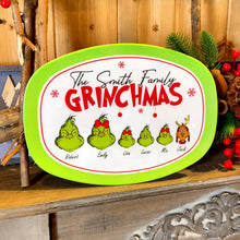 Load image into Gallery viewer, Personalized Grinch Family Christmas Plate Resin Plate PopCulturePrints
