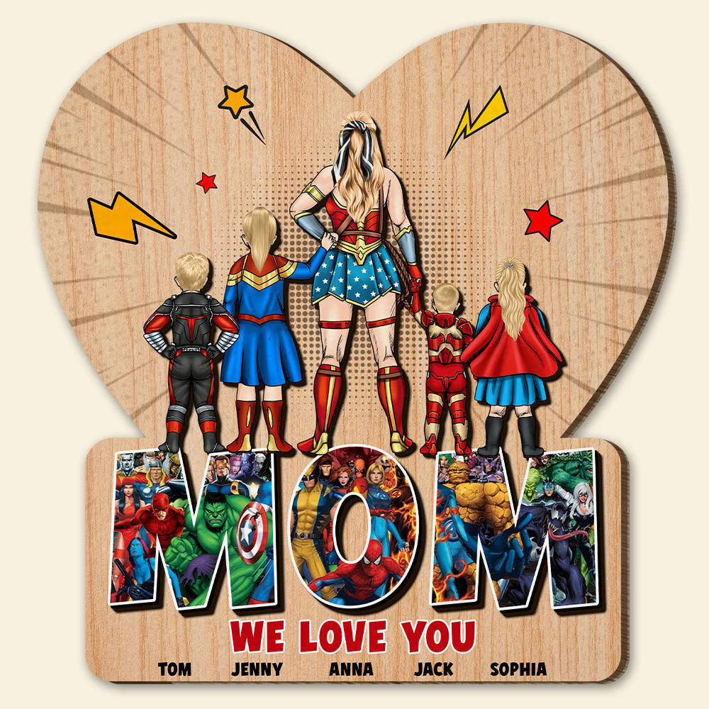 Superhero Mom Personalized Wooden Sign - Perfect Mother's Day Gift Wood Sign PopCulturePrints