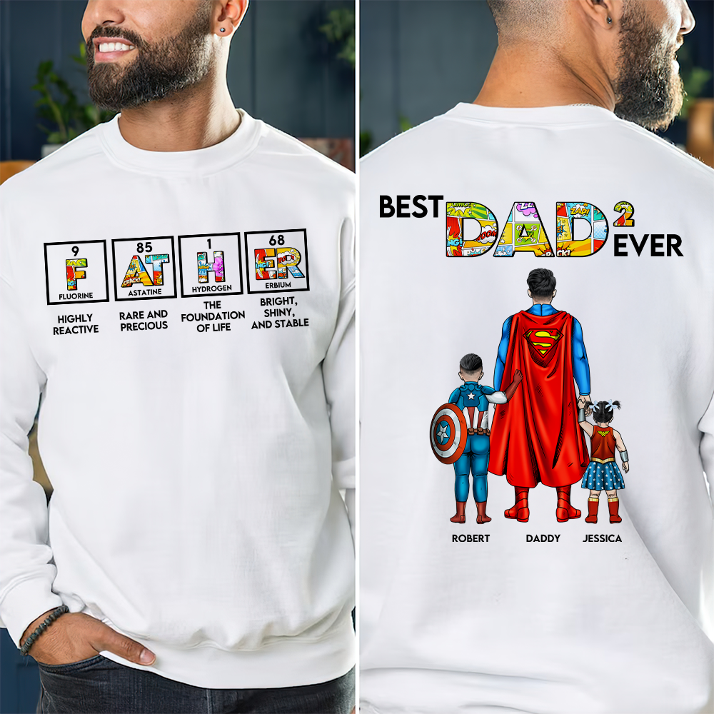 Best Dad Ever - Personalized Gift for Dad with Heroic Design Shirts PopCulturePrints