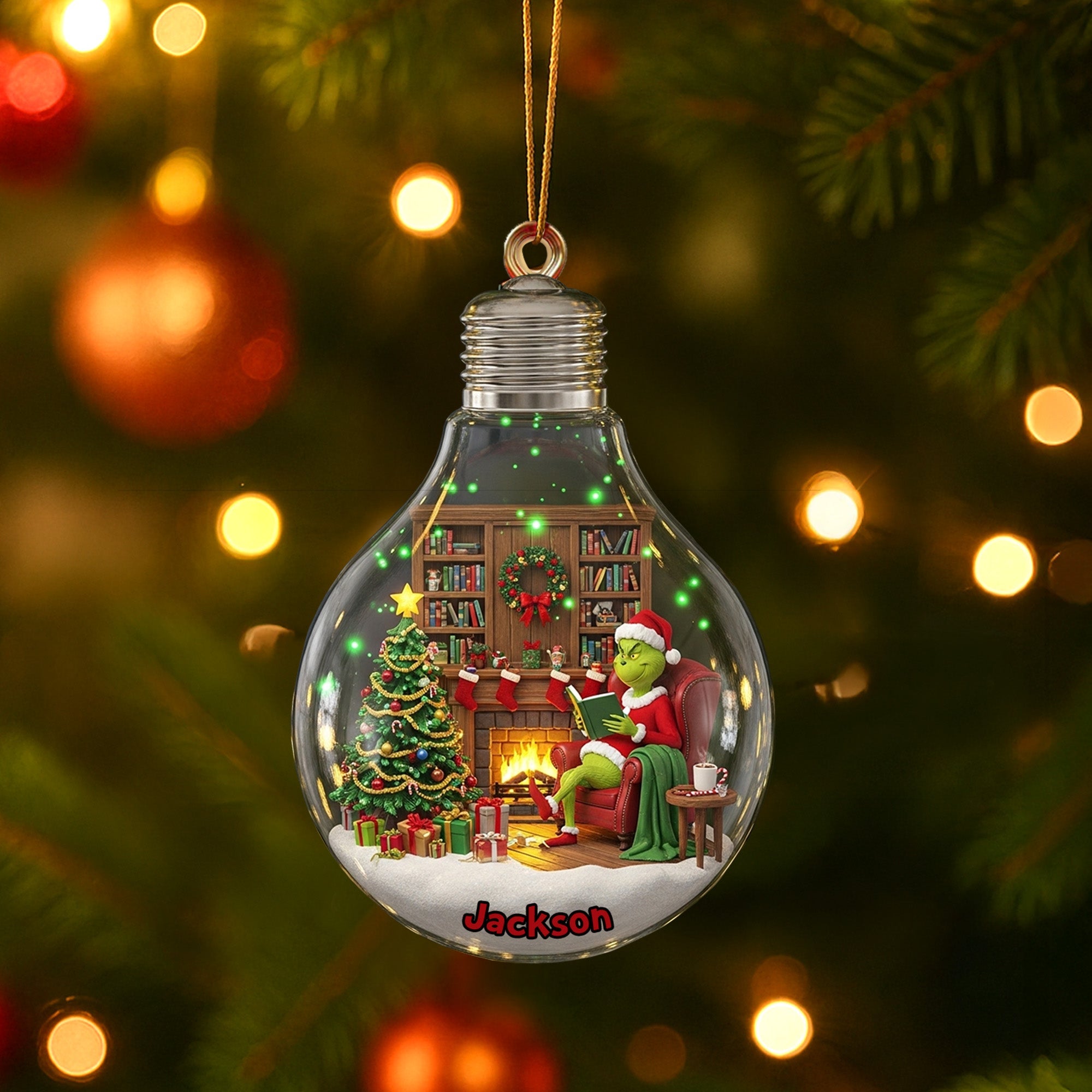 "Reading by the Fire: A Personalized Ornament for Book Lovers" - Custom Gift for Christmas, Ideal for Friends and Family Ornament PopCulturePrints