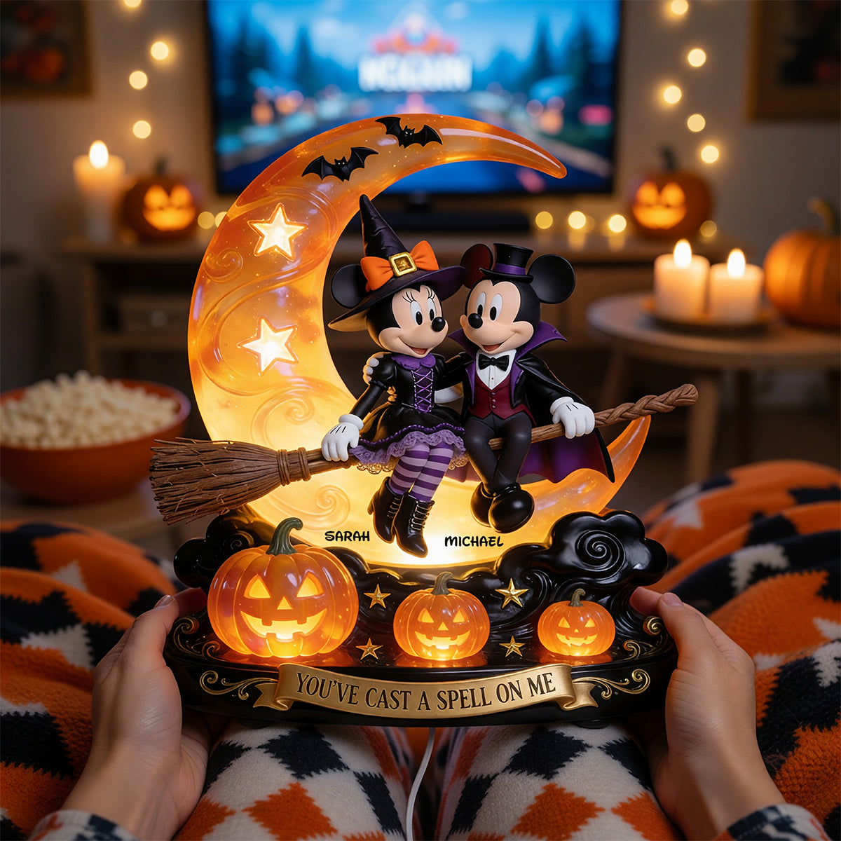You've Cast a Spell On Me - Personalized Halloween Acrylic Light Box for Couples