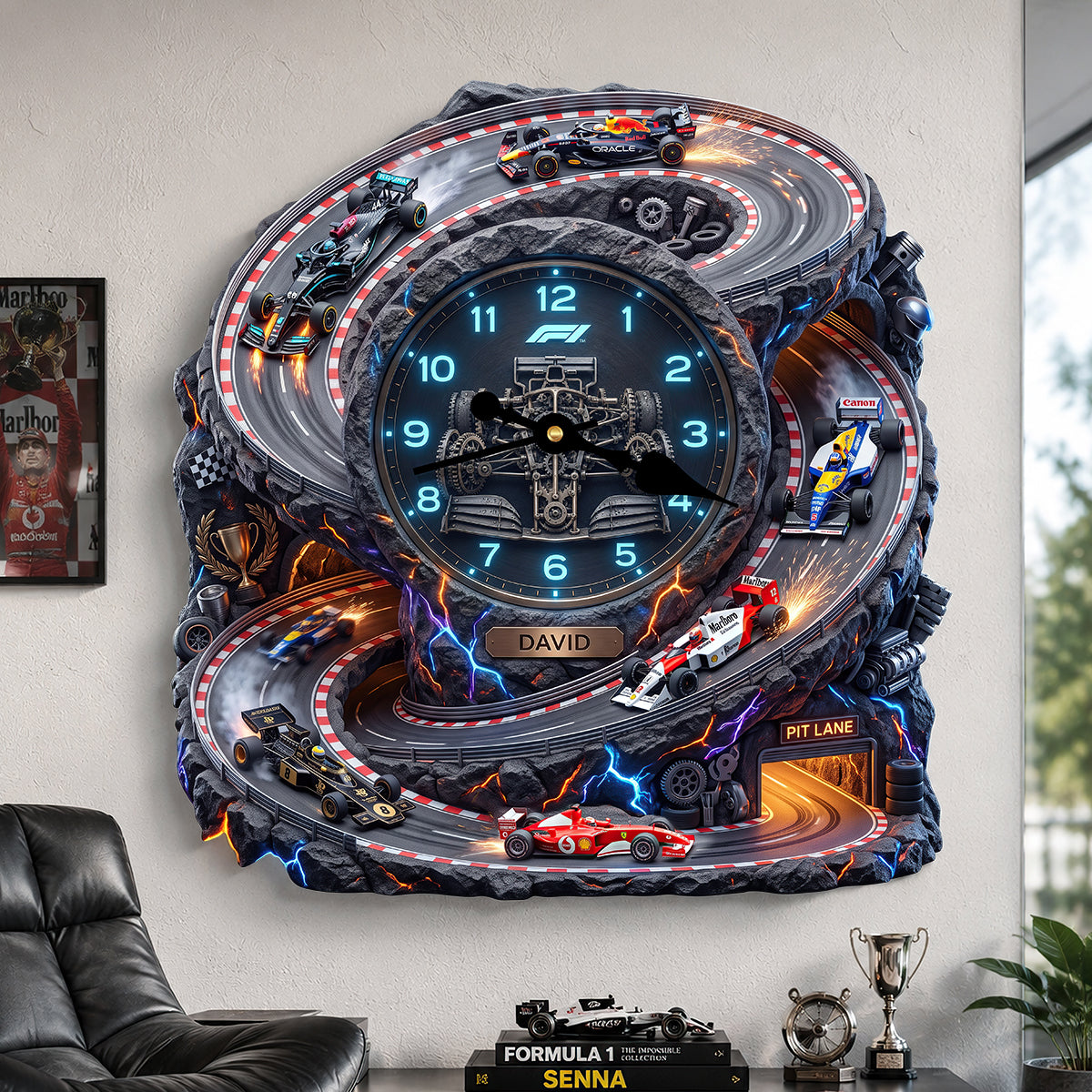 Rev Up Your Space! Personalized Hairpin Turn Wall Hanging Clock for Speed Lovers Hanging Wall Clock PopCulturePrints