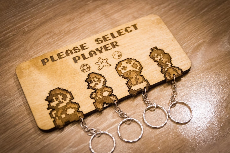Retro Gamer Laser-Cut Key Holder PopCulturePrints