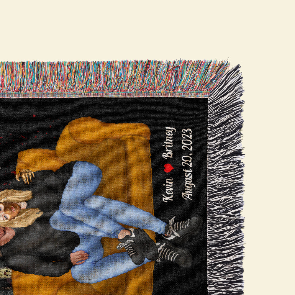 Horror Movie & Chill Personalized Woven Blanket - Gift for Couples Blanket PopCulturePrints