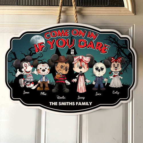 Personalized Halloween Horror Mouse Family Wood Sign Wood Sign PopCulturePrints
