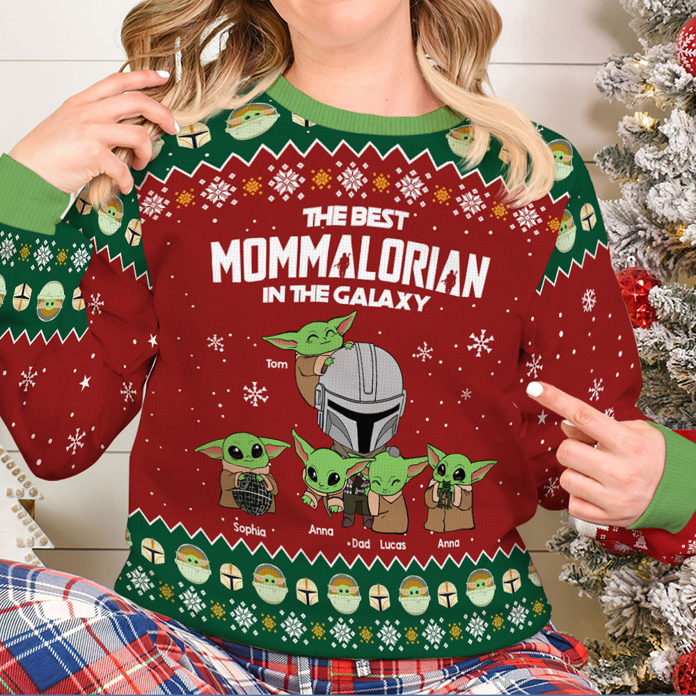 Personalized Dad Ugly Christmas Sweater - Best Dad in the Galaxy Ugly Christmas Sweater PopCulturePrints