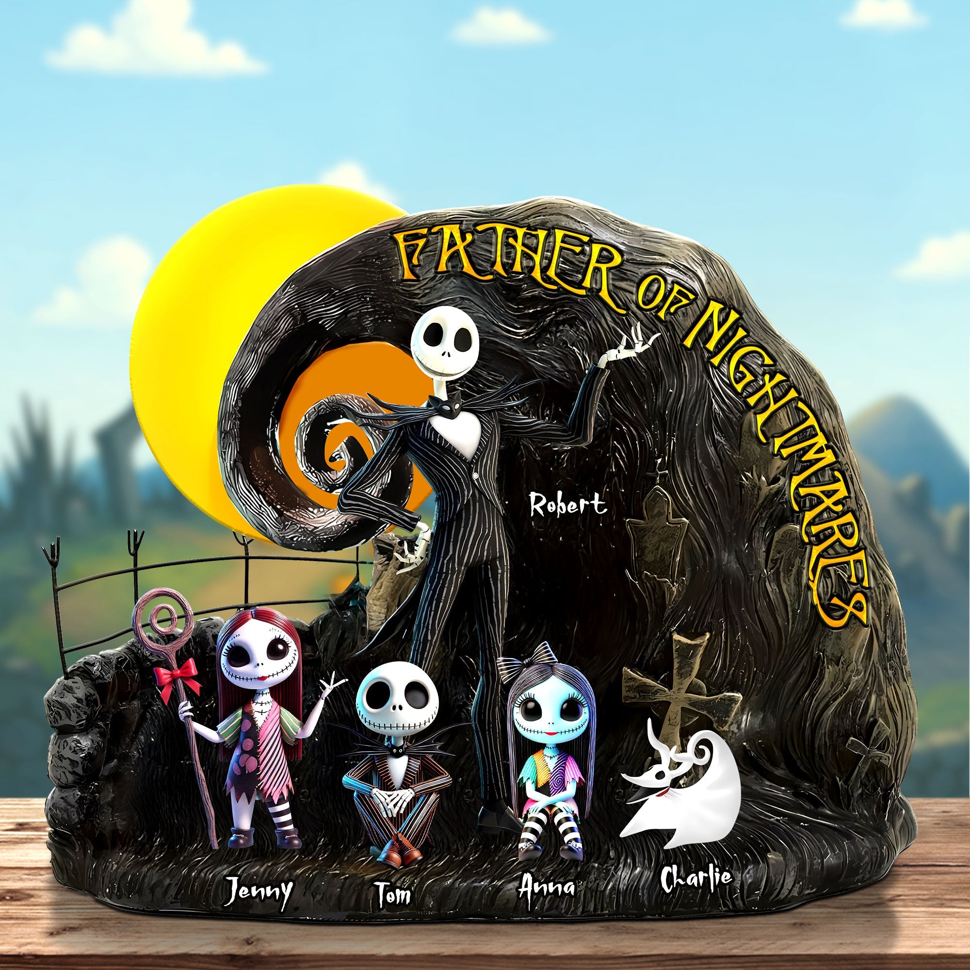 Embrace the Nightmare: Personalized Father of Nightmares Plaque - Custom Gift for Dads, Partners, and Friends Shaped Plaques PopCulturePrints