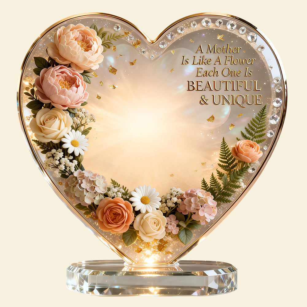 A Mother Is Like A Flower - Beautiful & Unique Custom Photo Acrylic Plaque Gift for Mom & Grandma Shaped Plaques PopCulturePrints