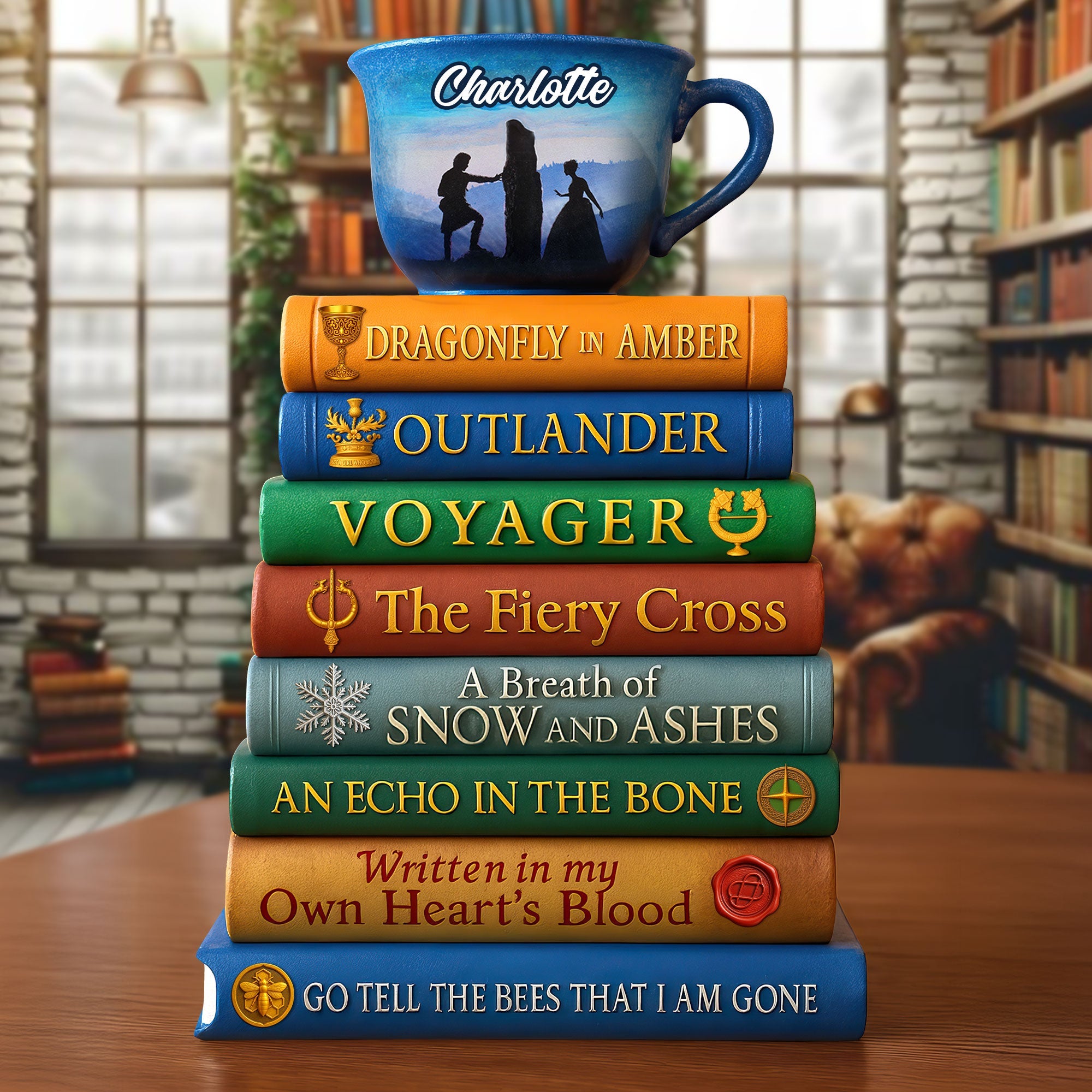 “Books are a uniquely portable magic.” - Bookstack Plaque, Personalized Gift for Book Lovers Shaped Plaques PopCulturePrints