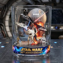 Load image into Gallery viewer, Embrace the Force: Personalized 50th Anniversary Star Wars Round Glass Glass PopCulturePrints
