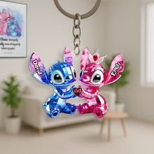 Load image into Gallery viewer, &quot;Celebrate Love with Custom Charm!&quot; - Blue Monster Couple Acrylic Keychain - Personalized Gifts for Couples Keychains PopCulturePrints
