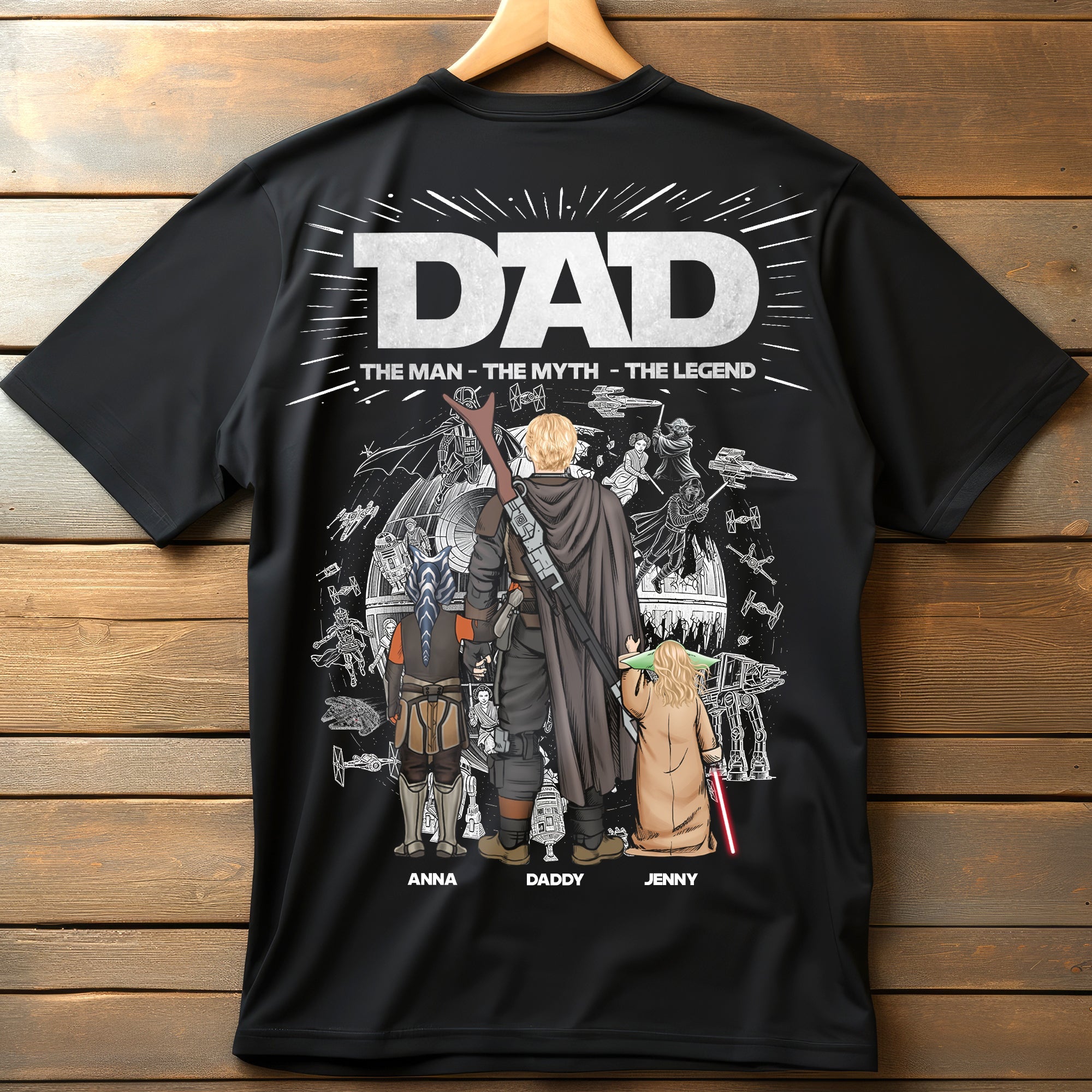 “Dad: The Man, The Myth, The Legend” - Custom Galactic Legend Dad Shirt - Perfect Personalized Gift for Dads, Grandpas, and More! Shirts PopCulturePrints