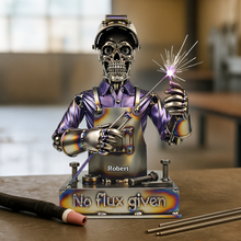 Load image into Gallery viewer, No Flux Given - Badass Welder Skull Acrylic Plaque - Personalized Gift for Welders Shaped Plaques PopCulturePrints
