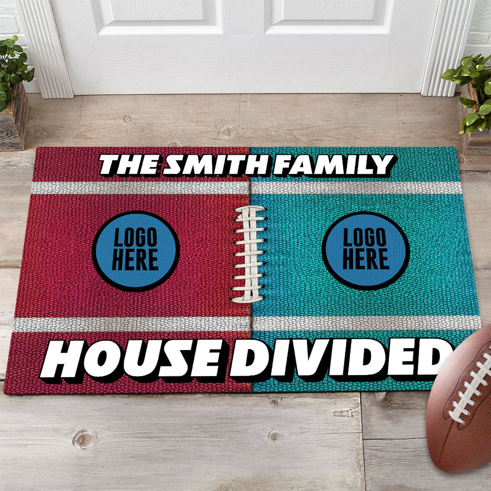 Custom Football House Divided Doormat - Personalized Team Logo Gift Doormat PopCulturePrints