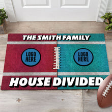 Load image into Gallery viewer, Custom Football House Divided Doormat - Personalized Team Logo Gift Doormat PopCulturePrints
