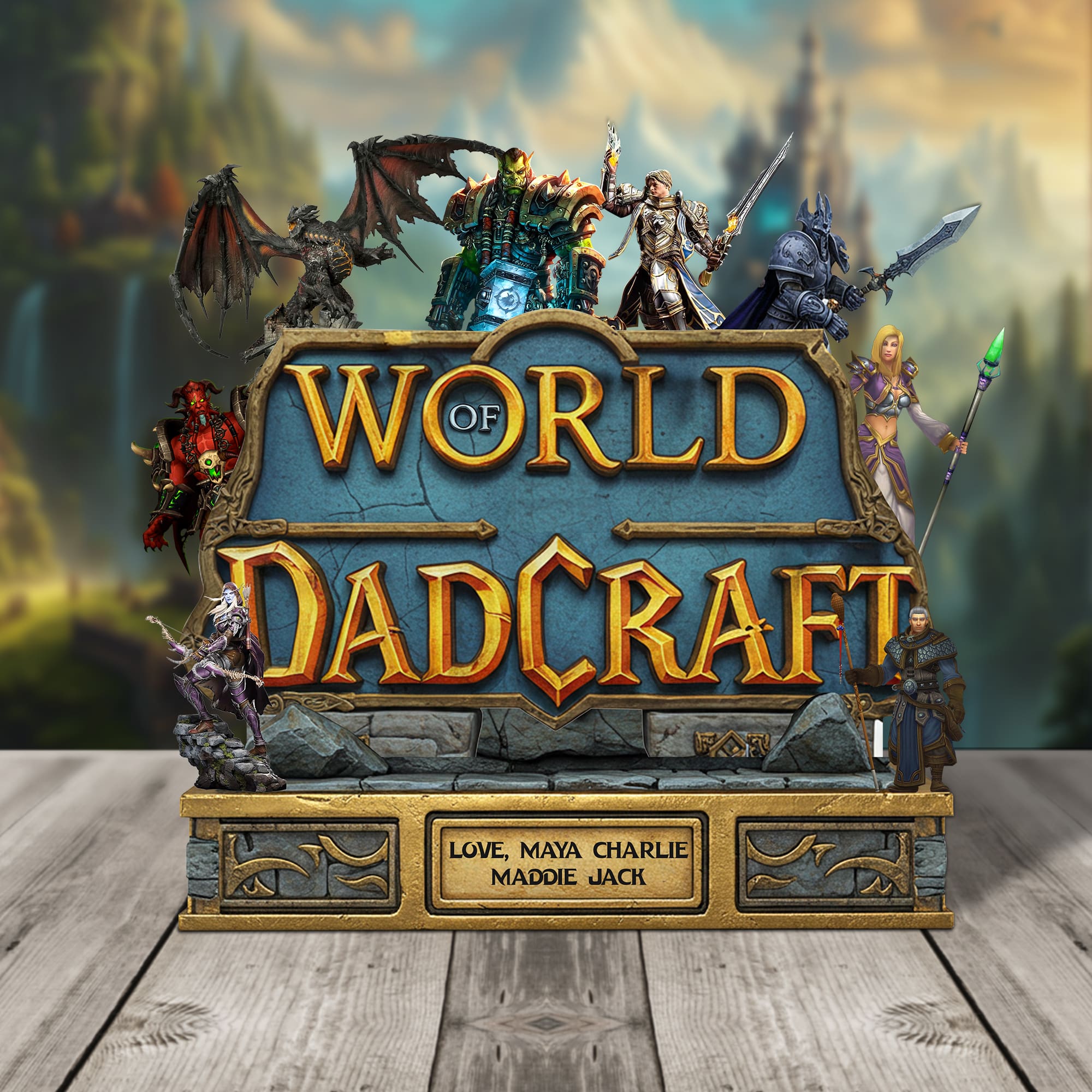 "Level Up Your Dad's Game!" - Personalized Acrylic Plaque - Gift for Game Loving Dad, Grandpa, or Gaming Enthusiast Shaped Plaques PopCulturePrints