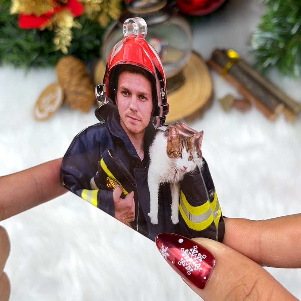 Personalized Firefighter Photo Ornament Ornament PopCulturePrints