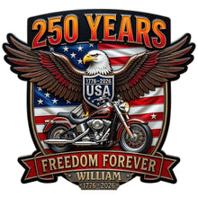 Load image into Gallery viewer, Ride Free and Celebrate - Personalized Bikers 250th Anniversary Metal Sign
