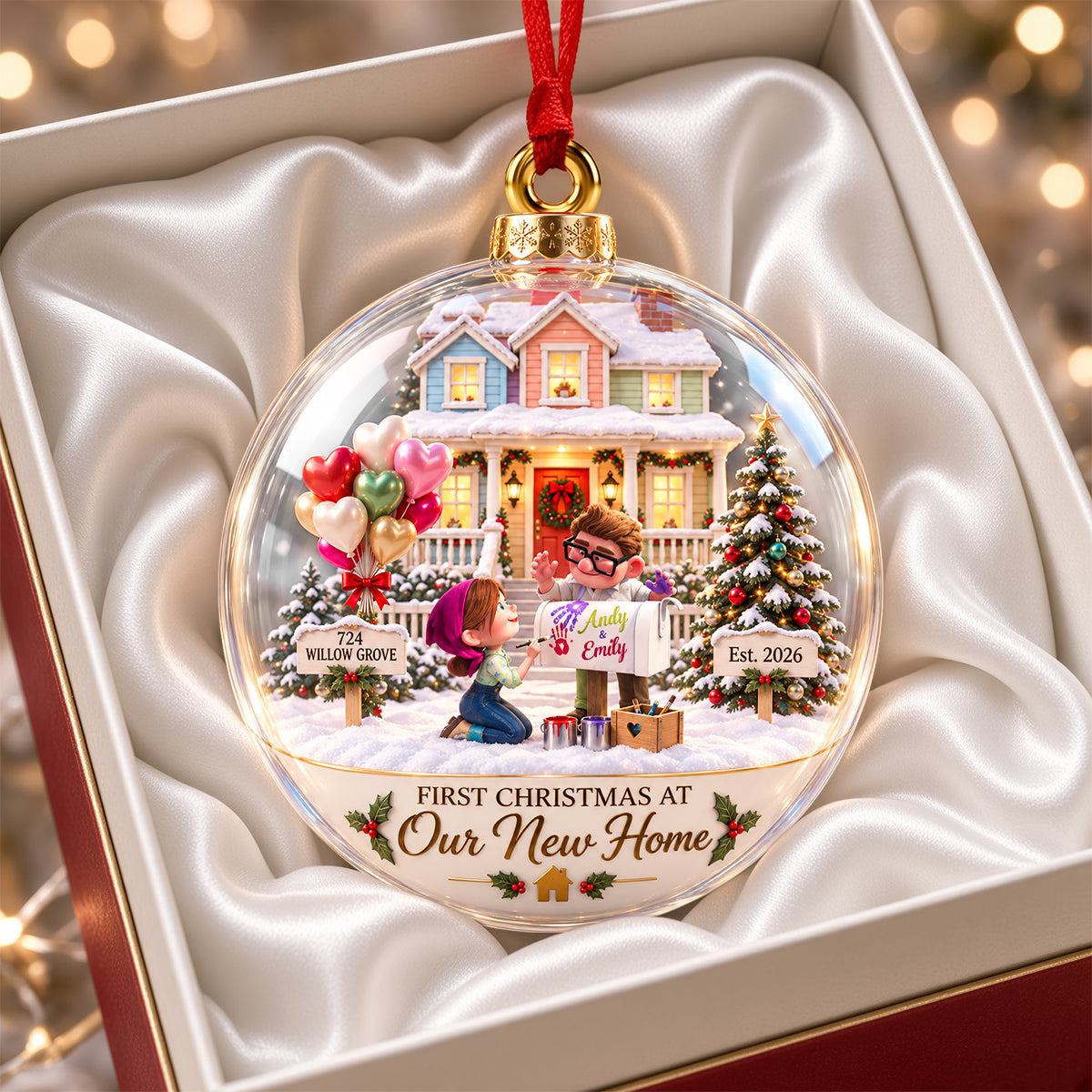“First Christmas at Our New Home” - Personalized Ornament for Newlywed Couples