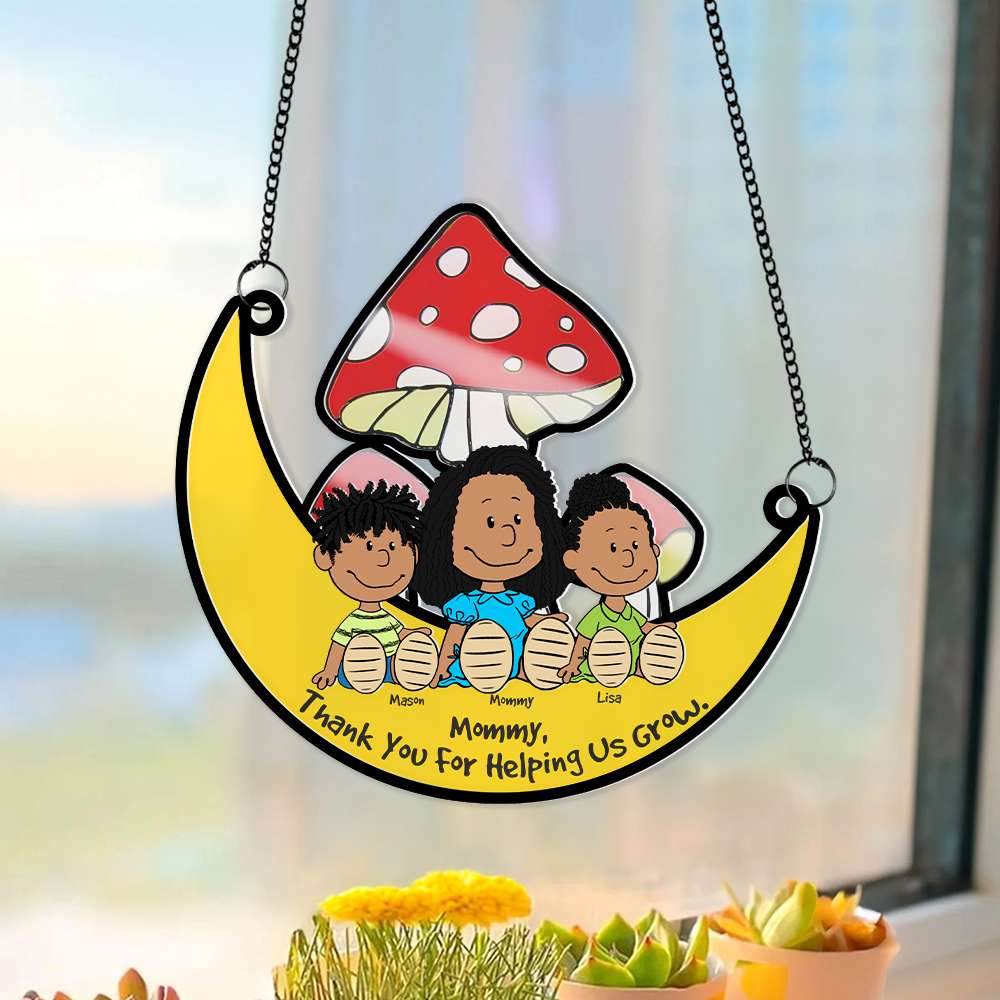 “Mommy, Thank You for Helping Us Grow!” - Personalized Suncatcher Ornament - Gift for Mom, Grandma & Family Ornament PopCulturePrints