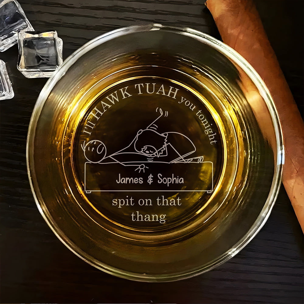 Personalized Whiskey Glass for Couples - Naughty Bedtime Design Whiskey Glass PopCulturePrints