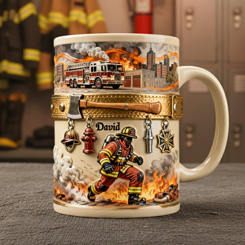 “Bravery in Every Sip” - Brave Firefighter Coffee Mug - Personalized Gifts for Firefighters Coffee Mug PopCulturePrints