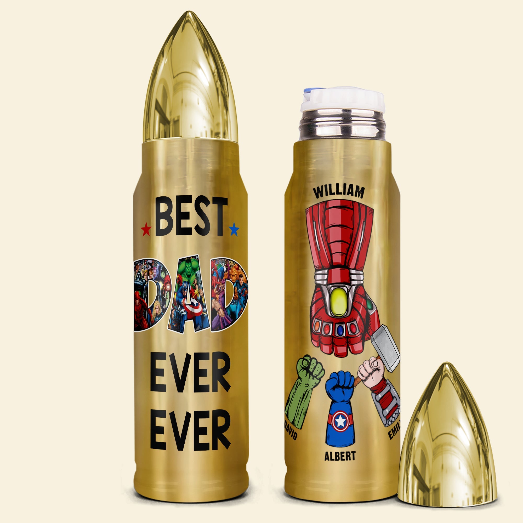 Personalized Superhero Bullet Tumbler for Dad Tumbler Cup PopCulturePrints
