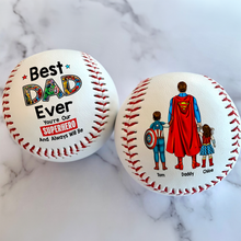 Load image into Gallery viewer, &quot;Best Dad Ever – You&#39;re Our Superhero!&quot; - Personalized Baseball Gift for Dad Baseball PopCulturePrints
