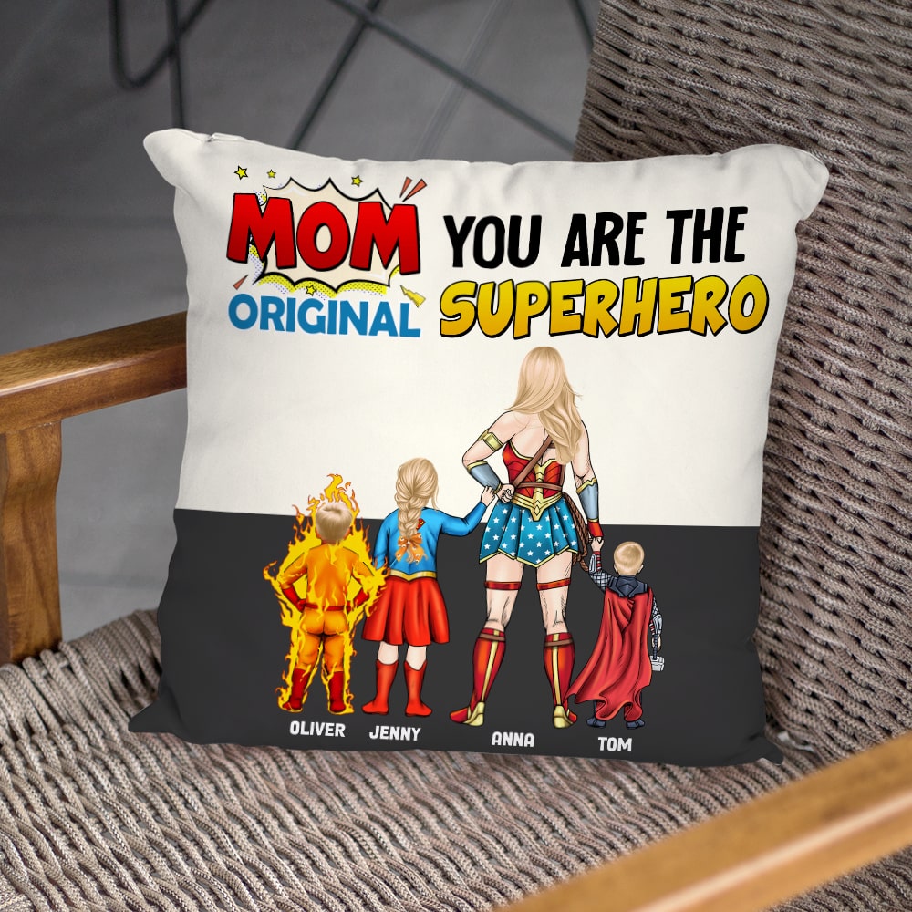 Superhero Mom Personalized Pillow - Custom Gift for Mother's Day Pillow PopCulturePrints