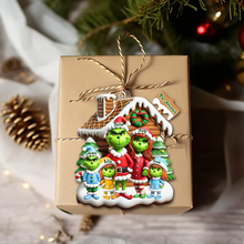 Load image into Gallery viewer, Personalized Family Christmas Ornament - Green Cartoon Character Design
