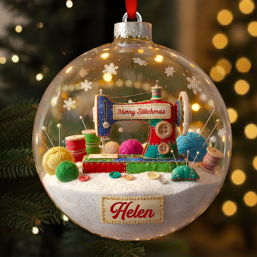 Merry Stitchmas Ornament – Personalized Gift for Sewing Lovers Ornament PopCulturePrints