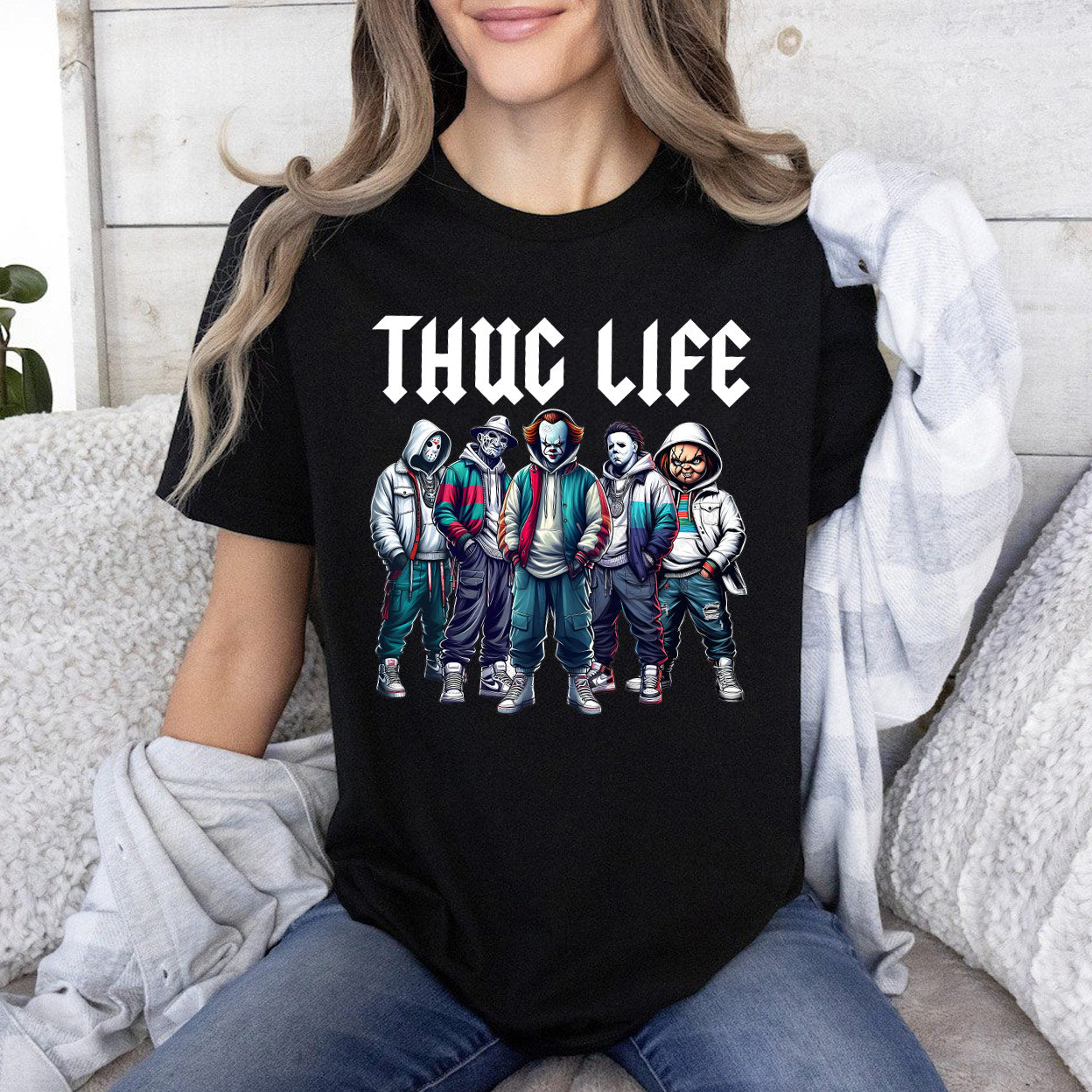 Horror Film Icons 'Thug Life' Graphic T-Shirt