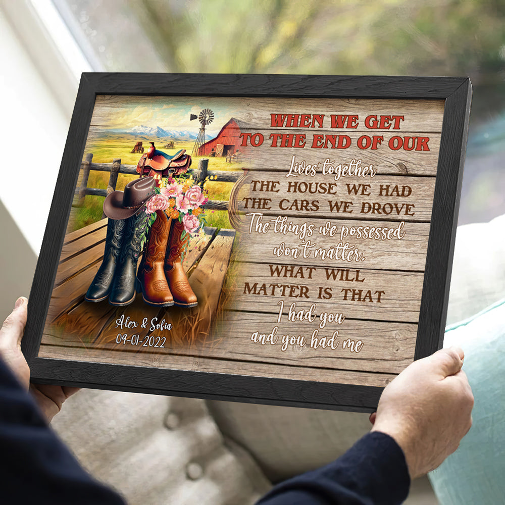Personalized Cowboy Couple Wall Art - Boots on Western Farm Canvas Poster & Canvas PopCulturePrints