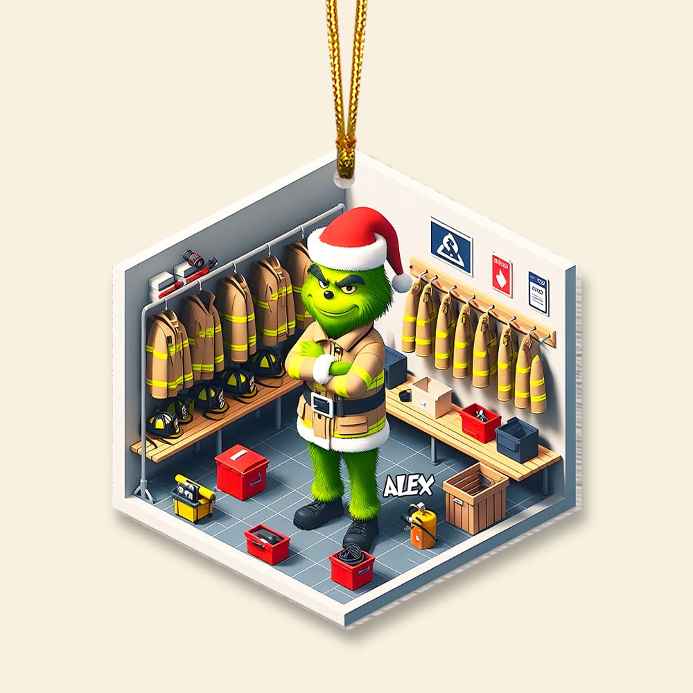 Custom Firefighter Christmas Ornament - Grinch Inspired Ornament PopCulturePrints