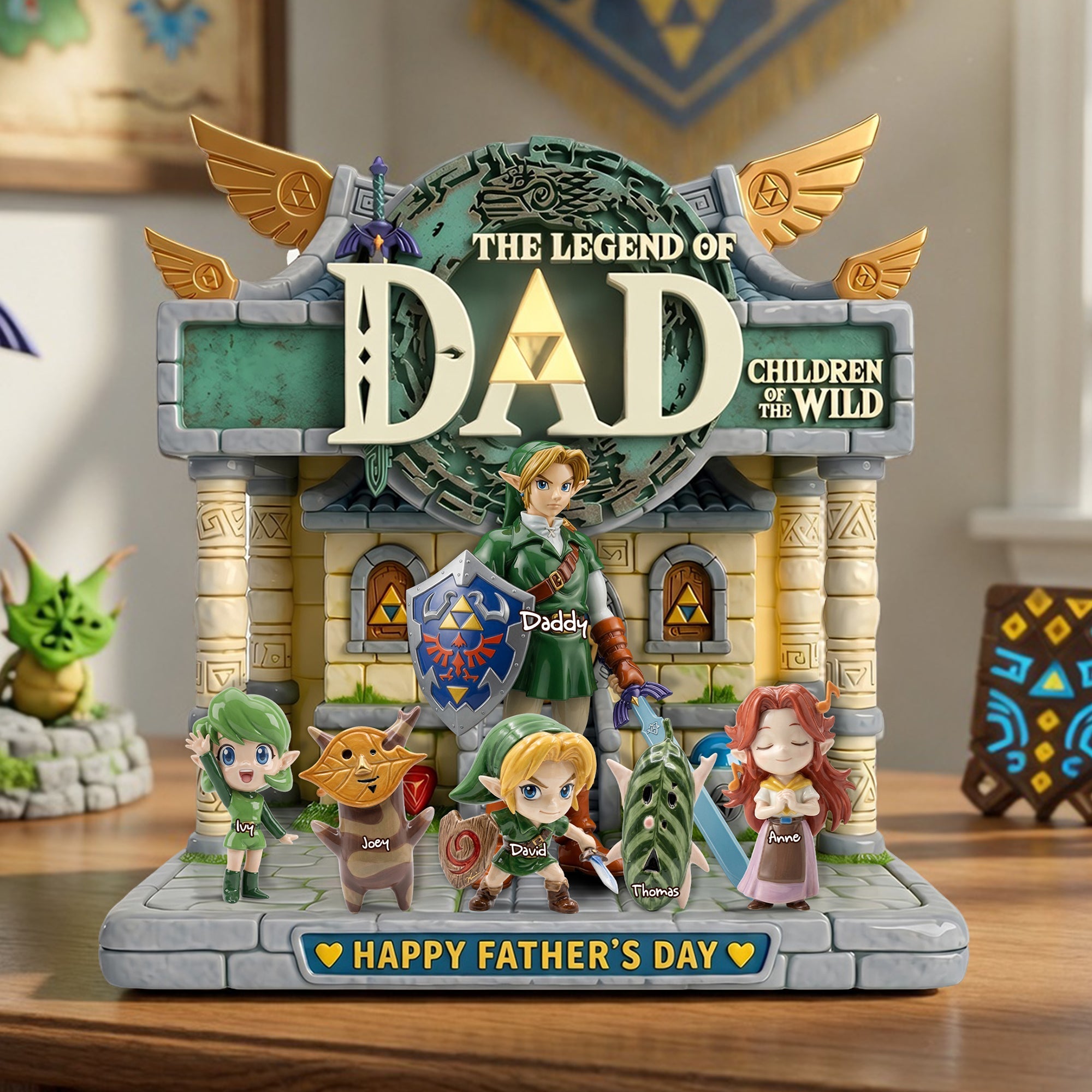 The Legend of Dad - Adventure Dad and Kids Personalized Acrylic Plaque | Unique Father's Day Gift Shaped Plaques PopCulturePrints