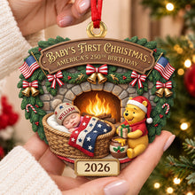 Load image into Gallery viewer, Baby's First Christmas - Personalized 250th Birthday Acrylic Ornament for Newborns
