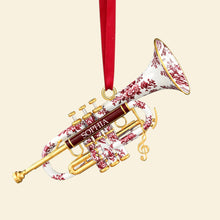 Load image into Gallery viewer, “Joyful Melodies!” Personalized Trumpet Toile de Jouy Christmas Ornament - Custom Gift for Musicians, Friends, and Family Ornament PopCulturePrints
